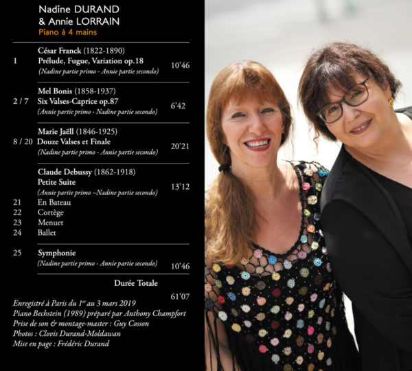 Plat verso Album Nadine Durand & Annie Lorrain - 50 ans de musique française Vol.1 - Piano à 4 mains